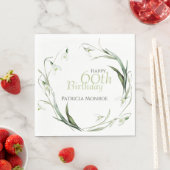 Snowdrop 60th Birthday Watercolor Botanical Green  Servet (Insitu)