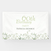 Snowdrop 60th Birthday Watercolor Botanical Spandoek (Horizontaal)