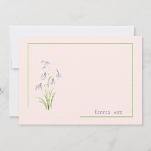 Snowdrop Bloemen Gepersonaliseerde Stationery Kaar Kaart (Voorkant)