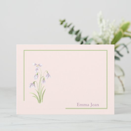 Snowdrop Bloemen Gepersonaliseerde Stationery Kaar Kaart (Staand voorkant)