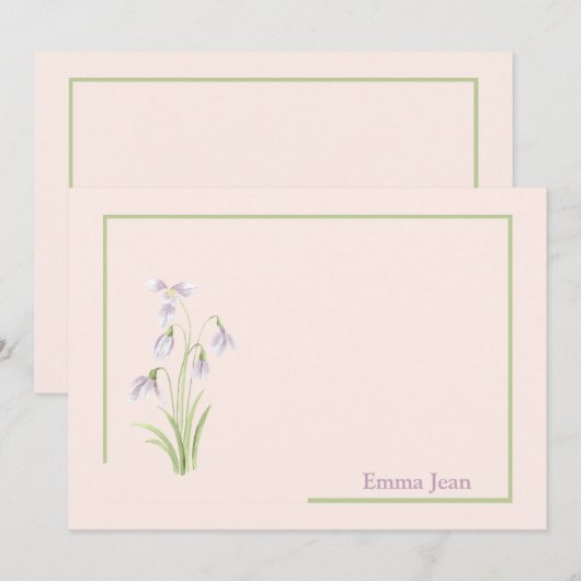 Snowdrop Bloemen Gepersonaliseerde Stationery Kaar Kaart (Voorkant / Achterkant)