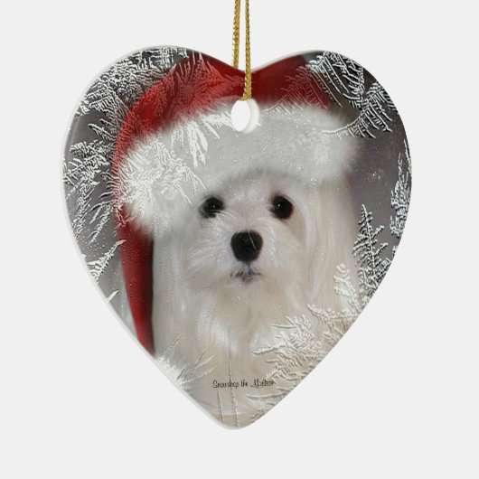 Snowdrop de Maltese kerstversiering Keramisch Ornament (Rechts)