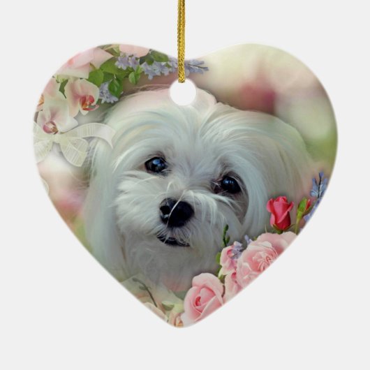 Snowdrop de Maltese kerstversiering Keramisch Ornament (Achterkant)