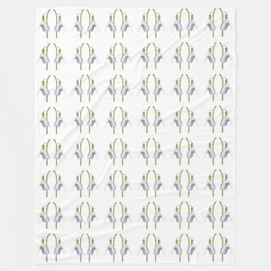 Snowdrop Fabric Pattern. Fleece Deken (Voorkant)