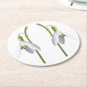 Snowdrop Fabric Pattern. Ronde Kartonnen Onderzetter (Gebogen)