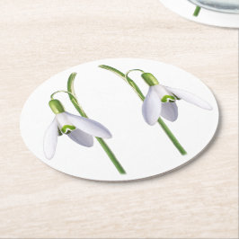 Snowdrop Fabric Pattern. Ronde Kartonnen Onderzetter