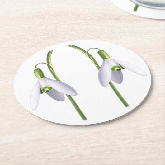 Snowdrop Fabric Pattern. Ronde Kartonnen Onderzetter (Gebogen)