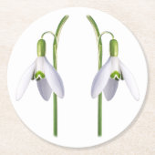 Snowdrop Fabric Pattern. Ronde Kartonnen Onderzetter (Voorkant)
