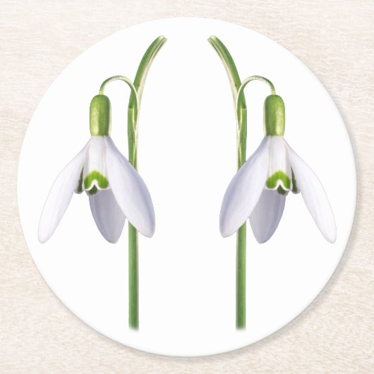 Snowdrop Fabric Pattern. Ronde Kartonnen Onderzetter (Voorkant)