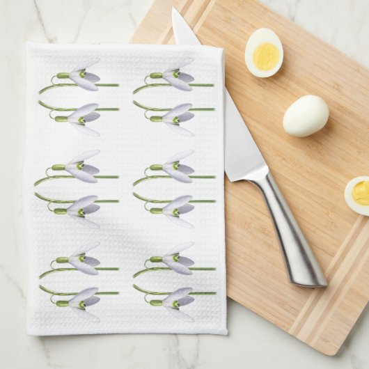 Snowdrop Fabric Pattern. Theedoek (Quarter Fold)