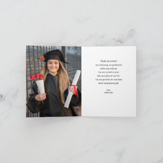 Snowdrop Floral Afstuderen Dank u kaart (Binnen)