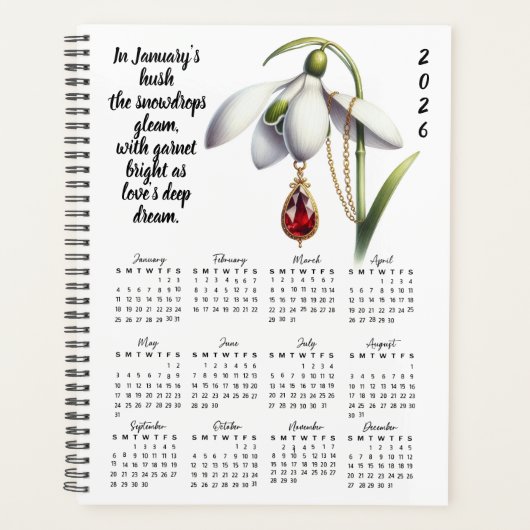 Snowdrop & Garnet January Verse – 2026 Planner (Voorkant)