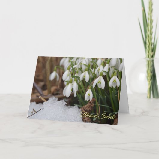 Snowdrop Gezegelde Imbolische Pagan Wiccan Greetin Feestdagen Kaart (Voorkant)