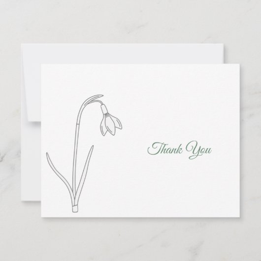 Snowdrop Line Art Begrafenis Dank u Opmerking Kaar Bedankkaart (Achterkant)