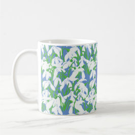 Snowdrop Patroonmonogram op blauwe achtergrond Koffiemok