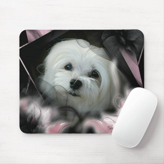 Snowdrop the Maltese Mousepad Muismat (Met muis)