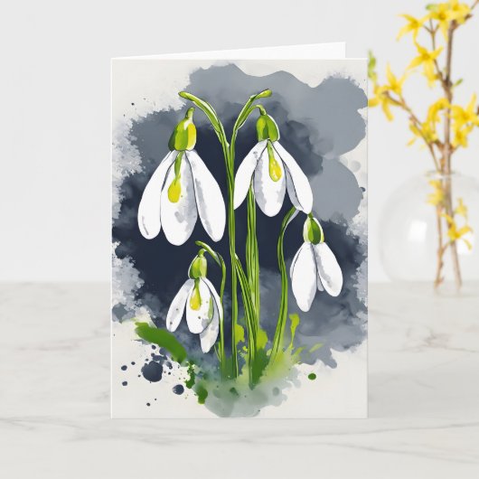 Snowdrop - Watercolor flowers Kaart (Gele Bloem)