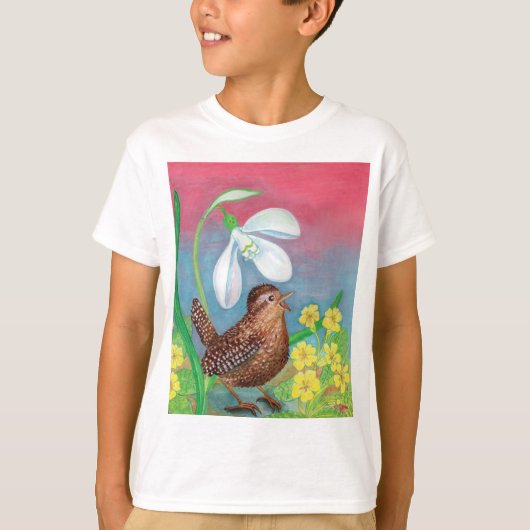 Snowdrop & wren bird summier de lente jongens' t-shirt (Voorkant)