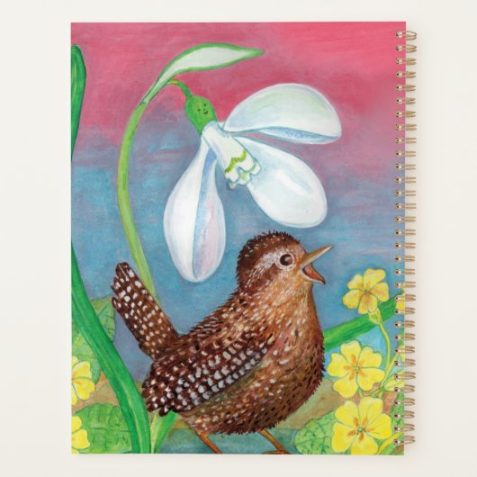 Snowdrop & wren roepen de lente op planner (Achterkant)