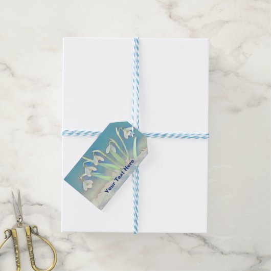 Snowdrops Blue Cadeaulabel (Met Touw)