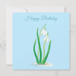 Snowdrops (Galanthus) Illustration Birthday Kaart