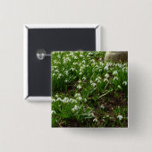 Snowdrops II (Galanthus) Spring Floral Vierkante Button 5,1 Cm (Voorkant /achterkant)