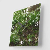 Snowdrops II (Galanthus) Spring Floral Vierkante Klok (Hoek)