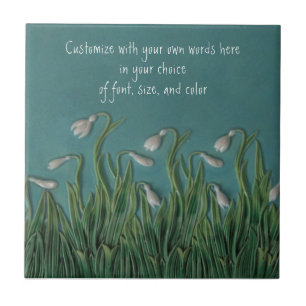 Snowdrops Majolica Faux Relief c1875 G.Jones Repro Tegeltje