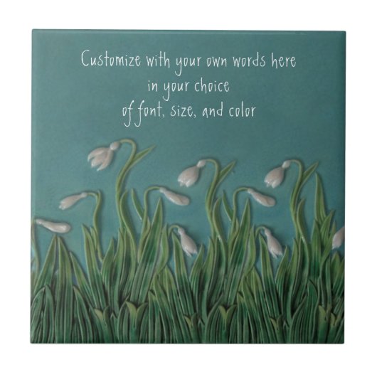 Snowdrops Majolica Faux Relief c1875 G.Jones Repro Tegeltje (Voorkant)