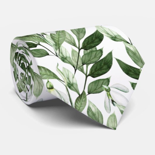 Snowdrops Patroon Stropdas (Opgerold)