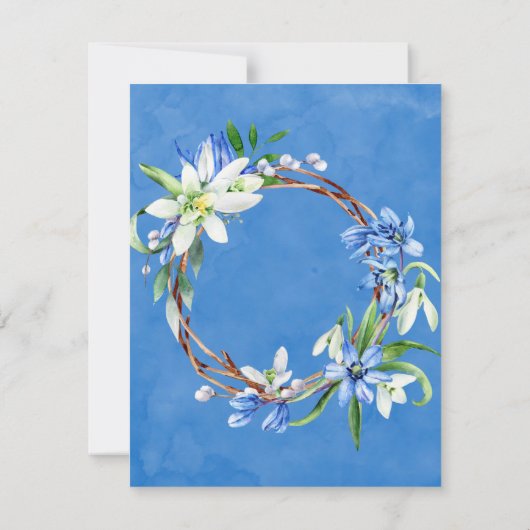 Snowdrops Scilla Brunch & Bubble Invitations Kaart (Achterkant)