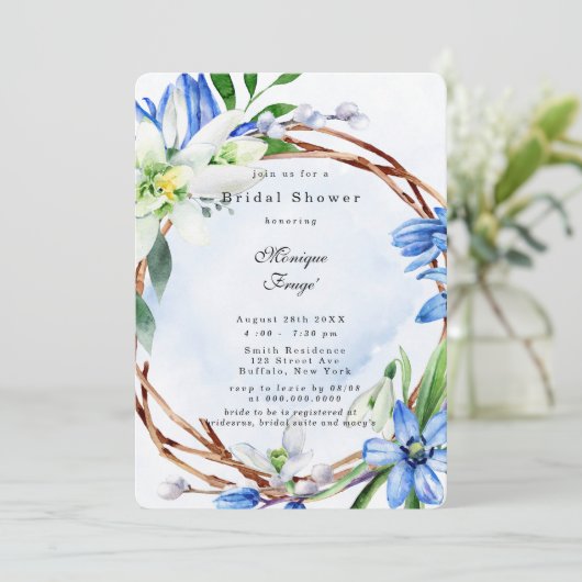 Snowdrops Scilla Spring Floral Vrijgezellenfeest Kaart (Staand voorkant)