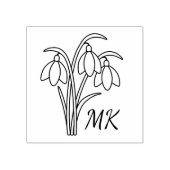 Snowdrops Spring Flowers Monogram Initials Rubberstempel (Afrduk)