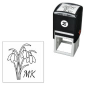 Snowdrops Spring Flowers Monogram Initials Zelfinktende Stempel (In situ)