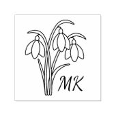 Snowdrops Spring Flowers Monogram Initials Zelfinktende Stempel (Design)