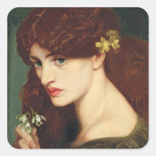 Snowdruppels, 1873 (olie op canvas) vierkante sticker
