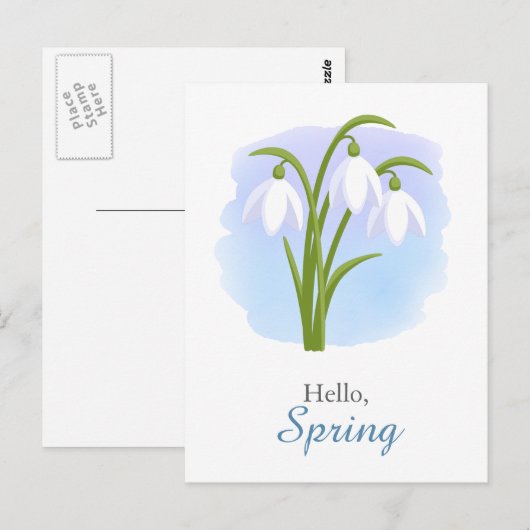 Snowdruppels - de Blauwe Citaat van de Waterverf v Briefkaart (Voorkant / Achterkant)