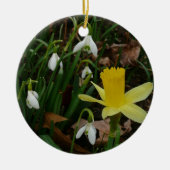 Snowdruppels en Daffodil Spring Floral Keramisch Ornament (Voorkant)