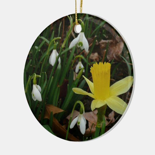 Snowdruppels en Daffodil Spring Floral Keramisch Ornament (Links)