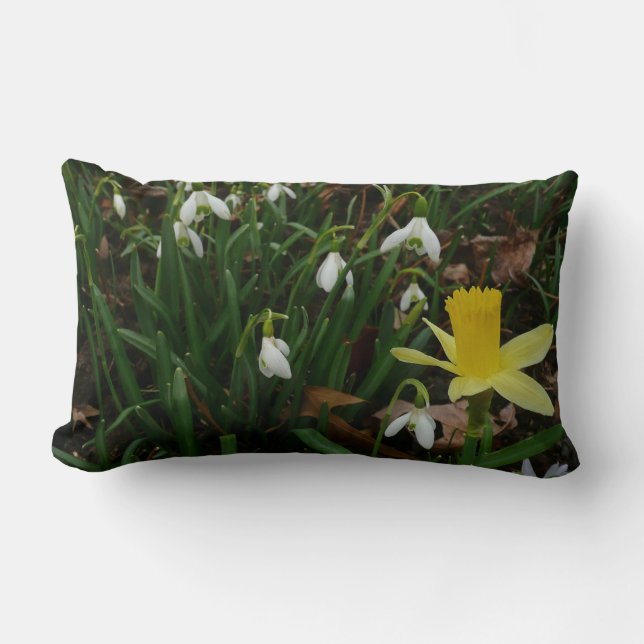 Snowdruppels en Daffodil Spring Floral Kussen (Voorkant)