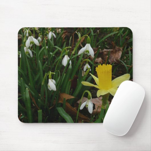 Snowdruppels en Daffodil Spring Floral Muismat (Met muis)