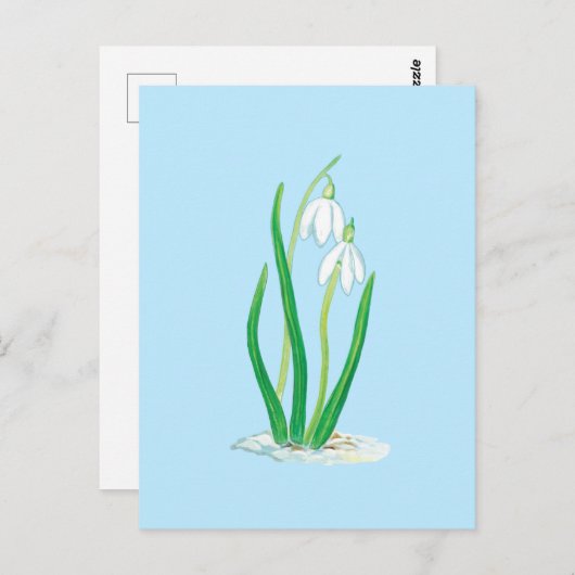 Snowdruppels (Galanthus nivalis) Vroege lentbloeme Briefkaart (Voorkant / Achterkant)