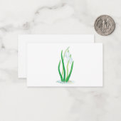 Snowdruppels (Galanthus nivalis) Vroege lentbloeme Notitiekaartje (Voorkant / Achterkant in situ)