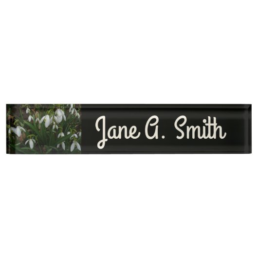 Snowdruppels I (Galanthus) White Spring Flowers Naambordje (Voorkant)