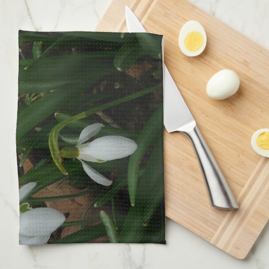 Snowdruppels I (Galanthus) White Spring Flowers Theedoek (Quarter Fold)