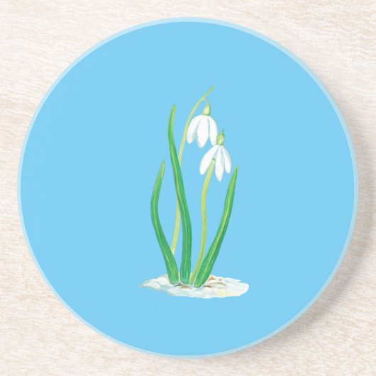 Snowdruppels in sneeuw zandsteen onderzetter (Voorkant)