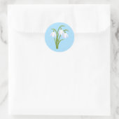 Snowdruppels - Lentbloemen op blauw Ronde Sticker (Tas)