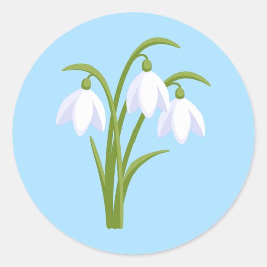 Snowdruppels - Lentbloemen op blauw Ronde Sticker (Voorkant)