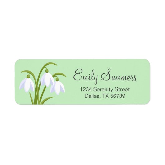 Snowdruppels - Lentbloemen op groen Etiket (Voorkant)