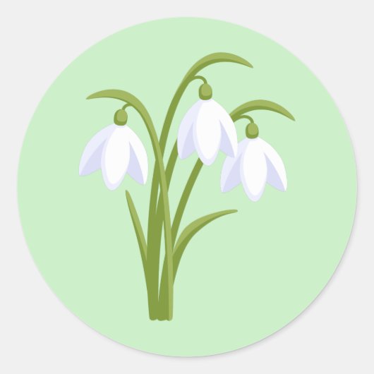 Snowdruppels - Lentbloemen op groen Ronde Sticker (Voorkant)